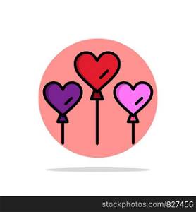 Heart, Balloon, Love Abstract Circle Background Flat color Icon