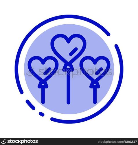 Heart, Balloon, Love Blue Dotted Line Line Icon