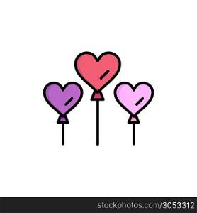 Heart, Balloon, Love Flat Color Icon. Vector icon banner Template
