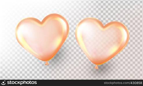 Heart Balloon Vector. Transparent 3D Realistic Air Balloon In Form Of Heart. Romantic Wedding Day Design. Romance Art. Illustration. Heart Balloon Vector. Transparent 3D Realistic Balloon In Form Of Heart. Celebration Design. Colorful Element. Illustration
