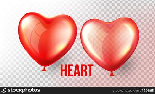 Heart Balloon Vector. Transparent 3D Realistic Balloon In Form Of Heart. 8 March Day Design. Flying Object. Illustration. Heart Balloon Vector. Transparent 3D Realistic Red Air Balloon In Form Of Heart. Romantic Wedding Day Design. Romance Art. Illustration