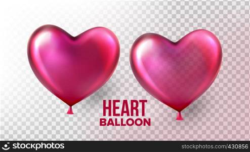 Heart Balloon Vector. Transparent 3D Realistic Balloon In Form Of Heart. Celebration Design. Colorful Element. Illustration. Heart Balloon Vector. Transparent 3D Realistic Air Balloon In Form Of Heart. Carnaval Greeting Design. Vintage Sign. Illustration