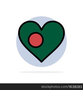Heart, Bangla, Bangladesh, Country, Flag Abstract Circle Background Flat color Icon
