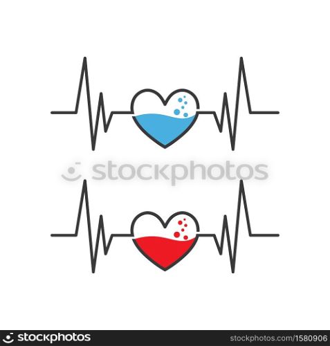 Heart beat line blood and liquid logo vector ilustration