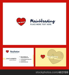 Heart beat Logo design with Tagline & Front and Back Busienss Card Template. Vector Creative Design