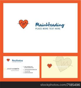 Heart beat Logo design with Tagline & Front and Back Busienss Card Template. Vector Creative Design