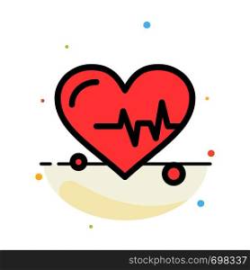 Heart, Beat, Science Abstract Flat Color Icon Template