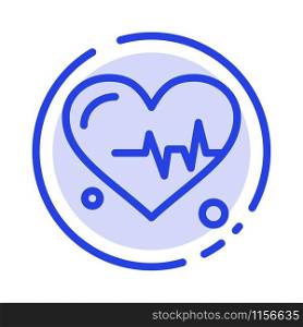 Heart, Beat, Science Blue Dotted Line Line Icon