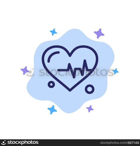 Heart, Beat, Science Blue Icon on Abstract Cloud Background