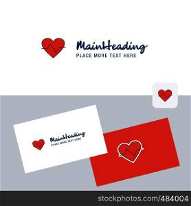Heart beat vector logotype with business card template. Elegant corporate identity. - Vector
