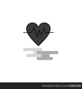 Heart beat Web Icon. Flat Line Filled Gray Icon Vector