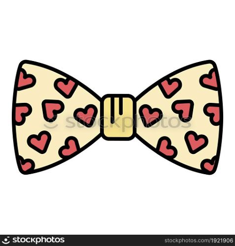 Heart bow tie icon. Outline heart bow tie vector icon color flat isolated on white. Heart bow tie icon color outline vector