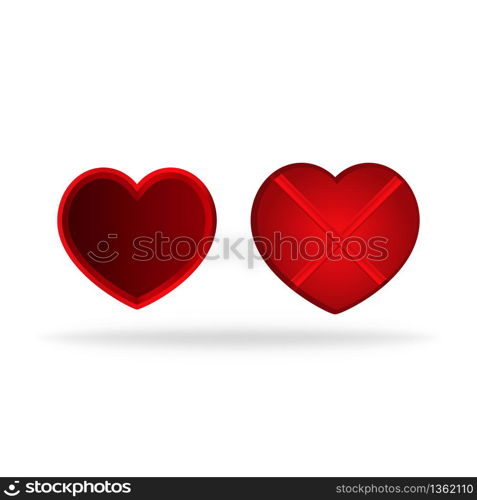 Heart box icon. Isolated gift for valentine present. Love or romance design of box. Vector EPS 10.