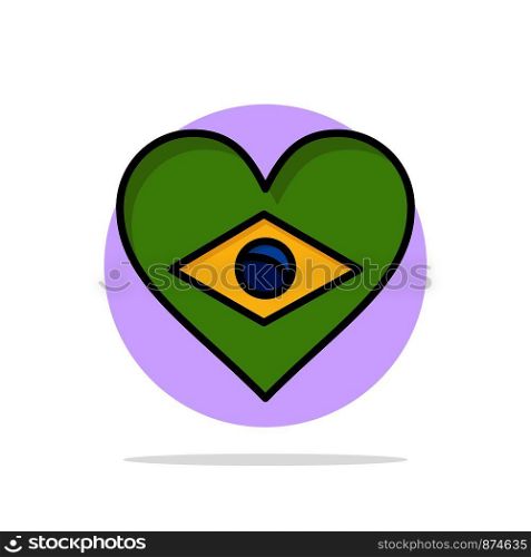 Heart, Brazil, Flag, Love Abstract Circle Background Flat color Icon