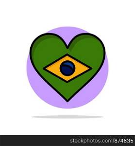 Heart, Brazil, Flag, Love Abstract Circle Background Flat color Icon