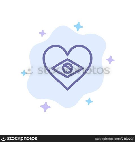 Heart, Brazil, Flag, Love Blue Icon on Abstract Cloud Background
