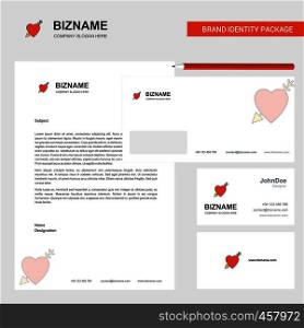 Heart Business Letterhead, Envelope and visiting Card Design vector template