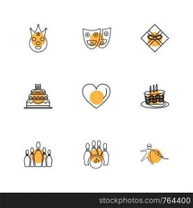 heart , cake , mask , party , birthday , celebrations , anniversary , icon, vector, design, flat, collection, style, creative, icons , cake , bounty , ballons, bowling , gift , money ,