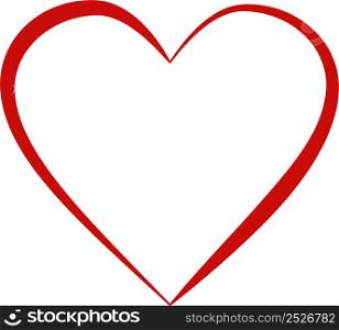 Heart calligraphic stroke red symbol love signheart outline