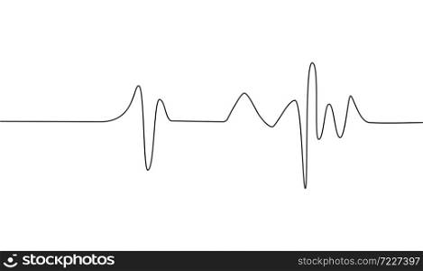 Heart cardiogram continuous one line drawing minimalism design isolated on white background. Heart cardiogram continuous one line drawing minimalism design isolated on white