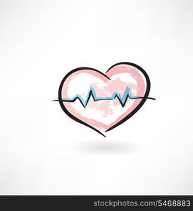 heart cardiogram grunge icon