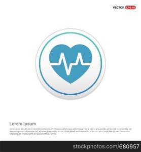 Heart cardiogram icon - white circle button