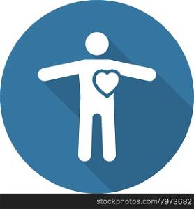 Heart Care and Medical Services Icon. Flat Design. Long Shadow.