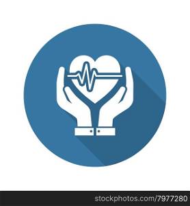 Heart Care Icon. Flat Design. Isolated Illustration. Long Shadow.. Heart Carae Icon. Flat Design.