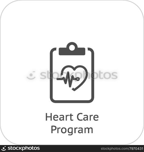 Heart Care Program and Medical Services Icon. Flat Design.