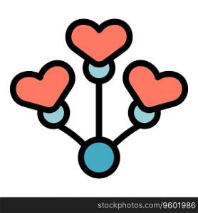 Heart celebrate icon outline vector. Happy person. Face fun color flat. Heart celebrate icon vector flat