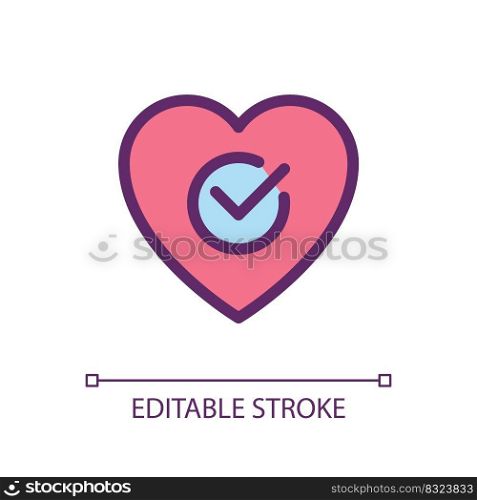Heart checkup pixel perfect RGB color ui icon. Regular medical examination. Simple filled line element. GUI, UX design for mobile app. Vector isolated pictogram. Editable stroke. Arial font used. Heart checkup pixel perfect RGB color ui icon