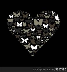 Heart collected from butterflies. A vector illustration