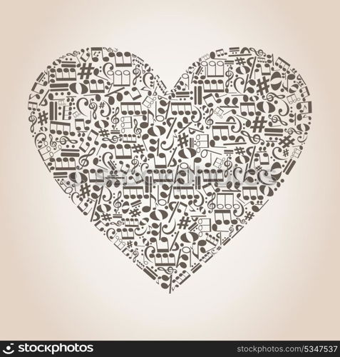 Heart collected from musical notes. A vector illustration