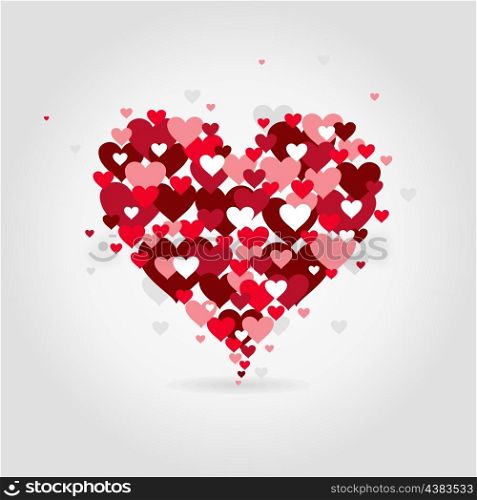 Heart collected from small hearts. A vector illustration