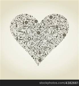 Heart collected from tools. A vector illustration