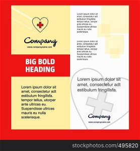Heart Company Brochure Title Page Design. Company profile, annual report, presentations, leaflet Vector Background