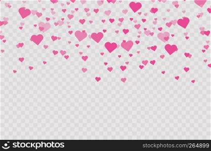 Heart confetti falling down isolated. Valentines day concept. Heart shapes overlay background. Vector festive illustration. Vector. Valentines Day background.. Heart confetti falling down isolated. Valentines day concept. Heart shapes overlay background. Vector festive illustration. Vector. Valentines Day background