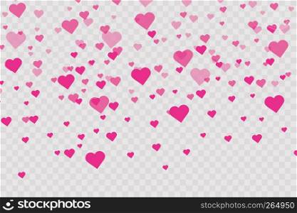 Heart confetti falling down isolated. Valentines day concept. Heart shapes overlay background. Vector festive illustration. Vector. Valentines Day background.. Heart confetti falling down isolated. Valentines day concept. Heart shapes overlay background. Vector festive illustration. Vector. Valentines Day background