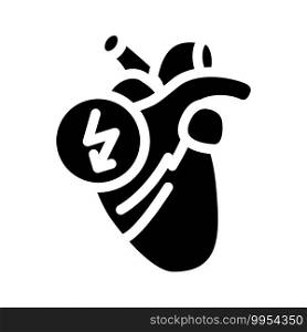 heart cutting ache glyph icon vector. heart cutting ache sign. isolated contour symbol black illustration. heart cutting ache glyph icon vector illustration