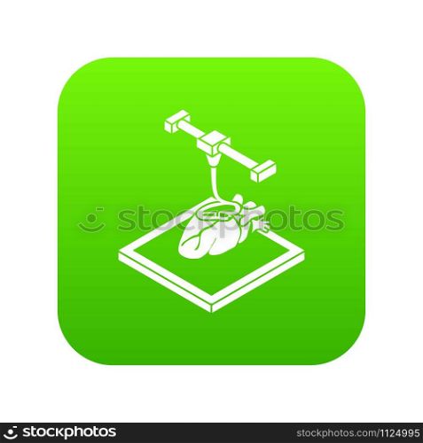 Heart d printing icon green vector isolated on white background. Heart d printing icon green vector