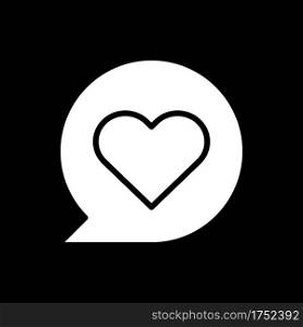 Heart dark mode glyph icon. Social media communication. Favourite post. Phone screen menu element. Smartphone UI button. White silhouette symbol on black space. Vector isolated illustration. Heart dark mode glyph icon