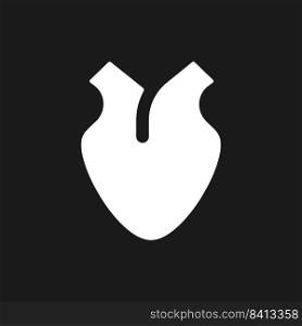 Heart dark mode glyph ui icon. Medical checkup. Circulatory system. User interface design. White silhouette symbol on black space. Solid pictogram for web, mobile. Vector isolated illustration. Heart dark mode glyph ui icon