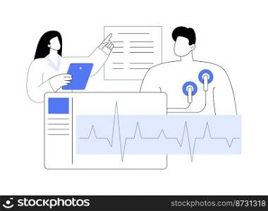 Heart disease diagnosis abstract concept vector illustration. Blood pressure, emergency examination, heartbeat rate and chest pain, stress test, patient care, cardiology abstract metaphor.. Heart disease diagnosis abstract concept vector illustration.