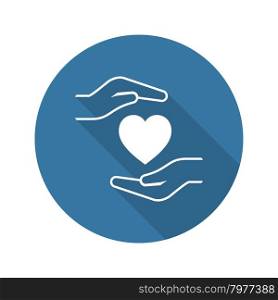 Heart Disease Prevention Icon. Flat Design. Isolated Illustration. Long Shadow.. Heart Disease Prevention Icon. Flat Design.