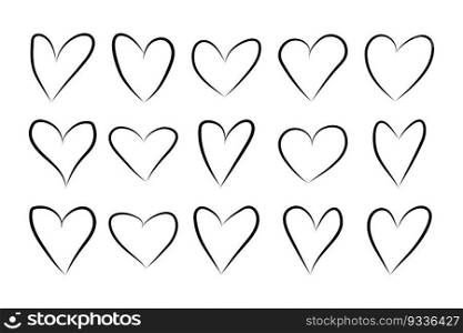 Heart Doodle Hand Draw, vector illustration eps10. Hearts hand drawing set