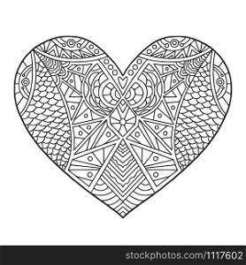 Heart doodle illustration. Coloring book page. Heart doodle illustration. Coloring book page.