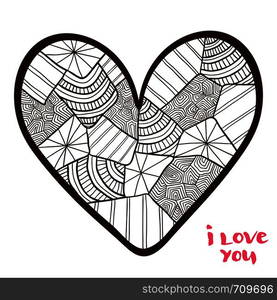 Heart doodle isolated art. Vector illustration for coloring book. Valentine day greeting card. Heart doodle isolated art. Vector illustration for coloring book. Valentine day greeting card .