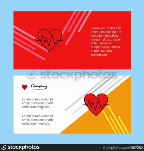 Heart ecg abstract corporate business banner template, horizontal advertising business banner.