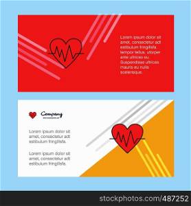 Heart ecg abstract corporate business banner template, horizontal advertising business banner.