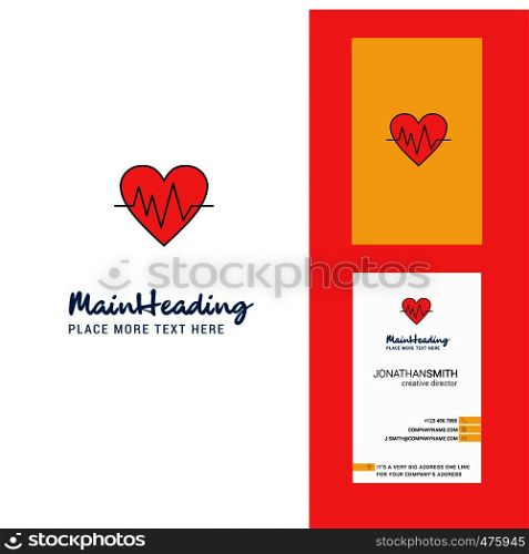 Heart ecg Creative Logo and business card. vertical Design Vector